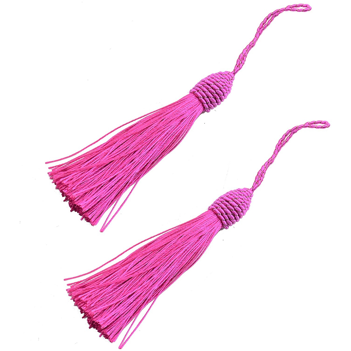 dark pink Silky Floss Bookmark Tassels with 2-Inch Cord Loop and Small Chinese Knot for Jewelry 